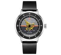 Svalbard FLIGHT Swiss Quartz Steel Grey Leather Black Pilot Single Hand Men's Watch, grey, Strap