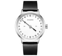 Svalbard MIDWAY AA59 Quartz Steel White Black Leather 24h Men's Watch, Black, Strap