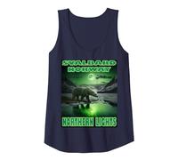 Svalbard Norway Spitsbergen Polar Bear Northern Lights Hele Tank Top, Women, Navy Blue, Large