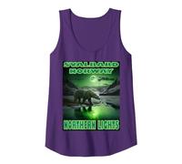 Svalbard Norway Spitsbergen Polar Bear Northern Lights Hele Tank Top, Women, Purple, Small