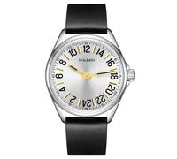 Svalbard Solstråle GA26 Swiss Quartz Steel Black Leather Gold 24h Men's Watch, Black