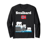 Svalbard Trip Souvenir Polar Bears Watching Norway Flag Long Sleeve T-Shirt