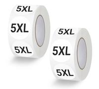 Svaldo 5XL Size Stickers for Clothing, 1000 Pcs, 1 inch, Clothing Size Stickers, Round Self Adhesive Sizing Stickers, Size Labels for Clothing, Shirts, Hoodies, Jackets, Small Business Retail, 2 Rolls