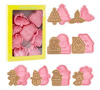 Svalor Christmas Cookie Cutter Set, 8pcs Christmas Biscuit Cutters, Lovely Christmas Tree/Santa/Reindeer/Gingerbread Man Shape Christmas Cookie Stamp for Cookie Baking Christmas Decorations