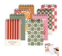 Svalor Mini Notebook,8 Pack Spiral Small Notebooks Pocket Size 12.6cm x 7.6cm,Pocket Notepad for Office School Memo Tactical Steno Pads (Simple patterns)