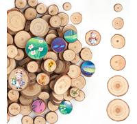 Svalor Pack of 120 Small Round Pine Wooden Discs, 5 mm Thick, 1-3 cm, for DIY, Crafts, Christmas Decoration