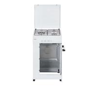 Svan Cocina de Gas Butano Blanco SKG3500PB. 3 Zonas de Cocinado, Quemador WOK triple llama, Compartimento Bombona, Kit Conversión Gas Natural, Acabado en Esmalte Blanco