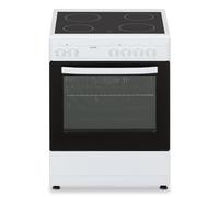 Svan Cocina Eléctrica con Horno Eléctrico 56L, 4 Zonas de Cocinado, Horno con Grill, 6 Programas de cocción, Blanco SKV4600. Acabado en Cristal negro, Eficiencia Energética Clase A