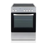 Svan Cocina Eléctrica con Horno Eléctrico 56L, 4 Zonas de Cocinado, Horno con Grill, 6 Programas de cocción, Inox SKV4600X. Acabado en Cristal negro, Eficiencia Energética Clase A