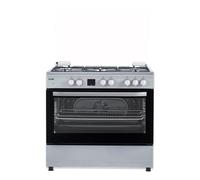 Svan Cocina Mixta gas Butano 5 Zonas de Cocción, Horno 97 L, Inox SKMW5901X. Control Manual, Quemador WOK triple llama, 9 Programas de Cocción, Tapa Abatible