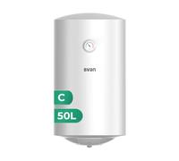 Svan ST5001S Electric Flow-Through Water Heater, Vertical 50 litres, Vertical Installation, 1500 W, Including Mounting Kit, Stainless Steel Resistor, White, Energy Efficiency Class C