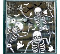 Svanco Halloween Window Stickers Double Sided Halloween Decoration Window Clings Skeleton Ghosts Skull Large Bats Decals Haunted House for Party Supplies Resuable for Glass 10 Sheets