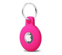 Svanove Airtag Keychain Holder Key Ring, Silicone Case Cover, Cute Accessories for Kids, Luggage, Cat Dog Collar, Car, Compatible With Apple Airtag 2021, Hot Pink
