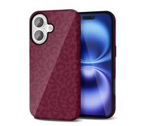 Svanove Cheetah Print Case for iPhone 16 - Girly Trendy Leopard Pattern, Retro Cool Animal Print, Luxury Cute Protection for Women, Aesthetic Y2k Hard Shell Plastic, Burgundy
