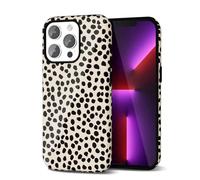 Svanove Cheetah Print iPhone 13 Pro Case - Girly Trendy Leopard Pattern, Retro Cool Animal Print, Luxury Cute for Women, Aesthetic Y2k Hard Shell Plastic, Beige Polka Dots
