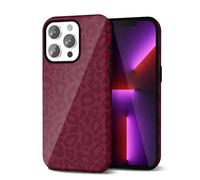 Svanove Cheetah Print Mobile Phone Case for iPhone 13 Pro, Leopard Trendy Pattern, Wine Red