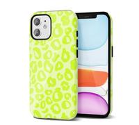 Svanove Cheetah Print Phone Case for iPhone 11, Girly Cute Leopard Case for Women, Luxury Trendy Retro Cool Animal Print Design, Aesthetic Pattern Y2k Slim Hard Shell Plastic Cover, Neon Green