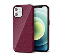 Svanove Cheetah Print Phone Case for iPhone 12/12 Pro Case Girly Trendy Leopard Pattern, Retro Cool Animal Print, Luxury Cute Case for Women, Aesthetic Y2k Hard Shell Plastic, Burgundy