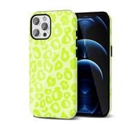 Svanove Cheetah Print Phone Case for iPhone 12 Pro Max, Girly Cute Leopard Case for Women, Luxury Trendy Retro Cool Animal Print Design, Aesthetic Pattern Y2k Hard Shell Plastic Cover, Neon Green