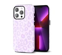 Svanove Cheetah Print Phone Case for iPhone 13 Pro, Girly Cute Leopard Case for Women, Luxury Trendy Retro Cool Animal Print Design, Aesthetic Pattern Y2k Hard Shell Plastic Cover, Purple Lilac