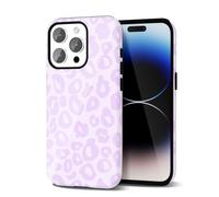 Svanove Cheetah Print Phone Case for iPhone 14 Pro, Girly Cute Leopard Case for Women, Luxury Trendy Retro Cool Animal Print Design, Aesthetic Pattern Y2k Hard Shell Plastic Cover, Purple Lilac