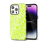 Svanove Cheetah Print Phone Case for iPhone 14 Pro Max, Girly Cute Leopard Case for Women, Luxury Trendy Retro Cool Animal Print Design, Aesthetic Pattern Y2k Hard Shell Plastic Cover, Neon Green