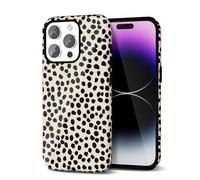 Svanove Cheetah Print Phone Case for iPhone 14 Pro Max - Girly Trendy Leopard Pattern, Retro Cool Animal Print, Luxury Cute for Women, Aesthetic Y2k Hard Shell Plastic, Beige Polka Dots