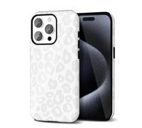 Svanove Cheetah Print Phone Case for iPhone 15 Pro Case Girly Trendy Leopard Pattern, Retro Cool Animal Print, Luxury Cute Case for Women, Aesthetic Y2k Hard Shell Plastic, White