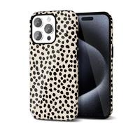 Svanove Cheetah Print Phone Case for iPhone 15 Pro - Girly Trendy Leopard Pattern, Retro Cool Animal Print, Luxury Cute Design for Women, Aesthetic Y2k Hard Shell Plastic, Beige Polka Dots