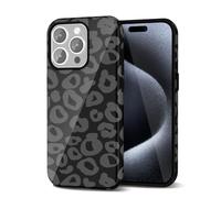 Svanove Cheetah Print Phone Case for iPhone 15 Pro - Girly Trendy Leopard Pattern, Retro Cool Animal Print, Luxury Cute Shell for Women, Aesthetic Y2k Hard Plastic, Black