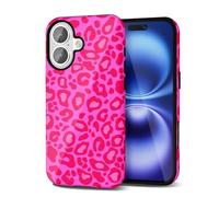 Svanove Cheetah Print Phone Case for iPhone 16 Case Girly Trendy Leopard Pattern, Retro Cool Animal Print, Luxury Cute Case for Women, Aesthetic Y2k Hard Shell Plastic, Hot Pink