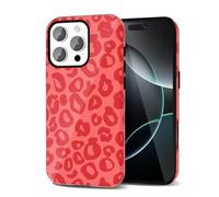 Svanove Cheetah Print Phone Case for iPhone 16 Pro, Girly Cute Leopard Case for Women, Luxury Trendy Retro Cool Animal Print Design, Aesthetic Pattern Y2k Slim Hard Shell Plastic Cover, Red