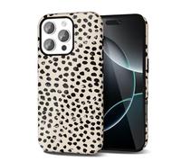 Svanove Cheetah Print Phone Case for iPhone 16 Pro - Girly Trendy Leopard Pattern, Retro Cool Animal Print, Luxury Cute for Women, Aesthetic Y2k Hard Shell Plastic, Beige Polka Dots
