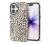 Svanove Cheetah Print Phone Case for iPhone 17, Girly Cute Leopard Case for Women, Luxury Trendy Retro Cool Animal Print Design, Aesthetic Pattern Y2k Hard Shell Plastic Cover, Beige Polka Dots