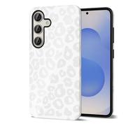Svanove Cheetah Print Phone Case for Samsung Galaxy S25 Girly, Cute Leopard Case for Women, Luxury Trendy Retro Cool Animal Print Design, Aesthetic Pattern Y2k Hard Shell Plastic Cover, White