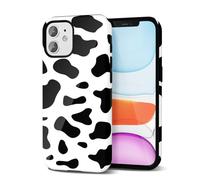 Svanove Cow Print iPhone 11 Case - Girly Trendy Pattern, Retro Cool Animal Print, Luxury Cute Cover for Women Girl, Glossy Aesthetic Y2k Hard Shell Plastic Slim, Black