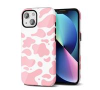 Svanove Cow Print iPhone 13/14 Case with Girly Trendy Pattern - Retro Cool Animal Print, Luxury Cute for Women Girl, Glossy Aesthetic Y2k Hard Shell Plastic Slim Cover, Pink