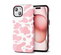 Svanove Cow Print iPhone 15 Case - Girly Trendy Pattern, Retro Cool Animal Print, Luxury Cute Protective Cover for Women Girl, Glossy Aesthetic Y2k Hard Shell Plastic Slim, Pink