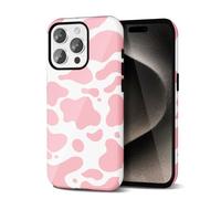 Svanove Cow Print iPhone 15 Pro Max Case - Girly Trendy Pattern, Retro Cool Animal Print, Luxury Cute Cover for Women Girl, Glossy Aesthetic Y2k Hard Shell Plastic Slim, Pink