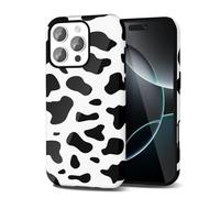 Svanove Cow Print iPhone 16 Pro Case - Girly Trendy Pattern, Retro Cool Animal Print, Luxury Cute Cover for Women Girl, Glossy Aesthetic Y2k Hard Shell Plastic Slim, Black