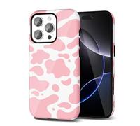 Svanove Cow Print iPhone 16 Pro Max Case - Girly Trendy Pattern, Retro Cool Animal Print, Luxury Cute for Women Girl, Glossy Aesthetic Y2k Hard Shell Plastic Slim Cover, Pink