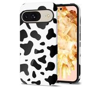 Svanove Cow Print Phone Case for Google Pixel 8 Case Girly, Cute Cow Case for Women Girls, Luxury Trendy Retro Cool Animal Print Design, Aesthetic Pattern Y2k Slim Hard Shell Plastic Cover, Black