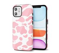 Svanove Cow Print Phone Case for iPhone 11 - Girly Trendy Pattern, Retro Cool Animal Print, Luxury Cute for Women Girl, Glossy Aesthetic Y2k Hard Shell Plastic Slim Cover, Pink