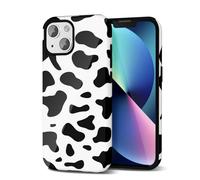 Svanove Cow Print Phone Case for iPhone 13/14, Girly Trendy Pattern With Retro Cool Animal Print, Luxury Cute Cover for Women Girl, Glossy Aesthetic Y2k Hard Shell Plastic Slim, Black