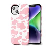 Svanove Cow Print Phone Case for iPhone 14 Plus - Girly Trendy Pattern, Retro Cool Animal Print, Luxury Cute Pink Shell for Women Girl, Glossy Aesthetic Y2k Hard Plastic Slim Cover