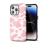 Svanove Cow Print Phone Case for iPhone 14 Pro Case Girly Trendy Pattern, Retro Cool Animal Print, Luxury Cute Case for Women Girl, Glossy Aesthetic Y2k Hard Shell Plastic Slim Cover, Pink