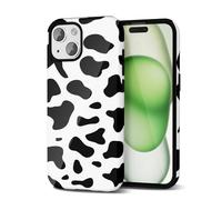 Svanove Cow Print Phone Case for iPhone 15 Plus - Girly Trendy Pattern With Retro Cool Animal Print, Luxury Cute Protective Cover for Women Girl, Glossy Aesthetic Y2k Hard Shell Plastic Slim, Black