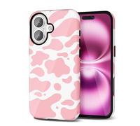 Svanove Cow Print Phone Case for iPhone 16 Plus Case Girly Trendy Pattern, Retro Cool Animal Print, Luxury Cute Case for Women Girl, Glossy Aesthetic Y2k Hard Shell Plastic Slim Cover, Pink