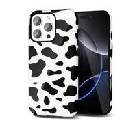 Svanove Cow Print Phone Case for iPhone 16 Pro Max Case Girly Trendy Pattern, Retro Cool Animal Print, Luxury Cute Case for Women Girl, Glossy Aesthetic Y2k Hard Shell Plastic Slim Cover, Black