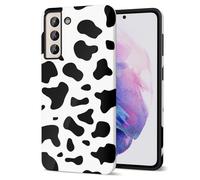 Svanove Cow Print Phone Case for Samsung Galaxy S21 Plus Girly, Cute Cow Case for Women Girls, Luxury Trendy Retro Cool Animal Print Design, Aesthetic Pattern Y2k Hard Shell Plastic Cover, Black